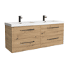 Móvel RUNA Carvalho 140cm 4 gavetas lavatório Toscana 2 cubas Carga Mineral|140x45x54