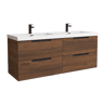 Móvel LENI Nogueira 140cm 4 gavetas lavatório Toscana 2 cubas Carga Mineral|140x45x54