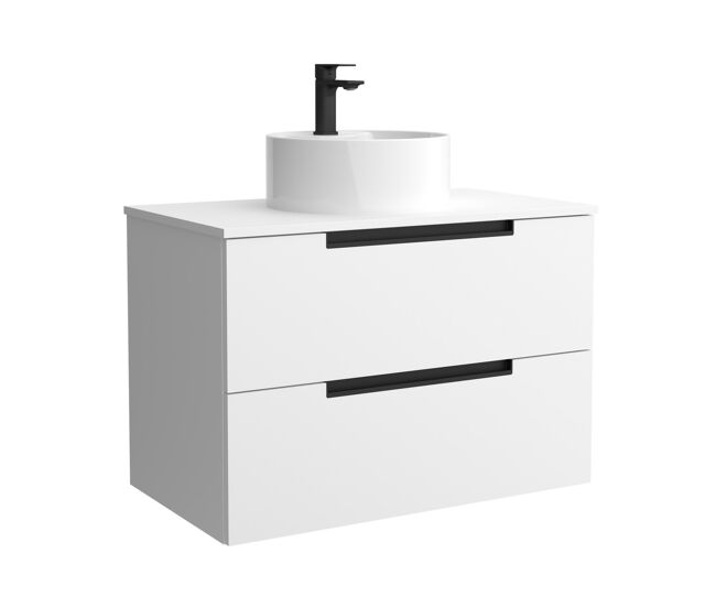 Mueble de baño leni 80cm blanco mate 2 cajones + lavabo 1 poza porcelana