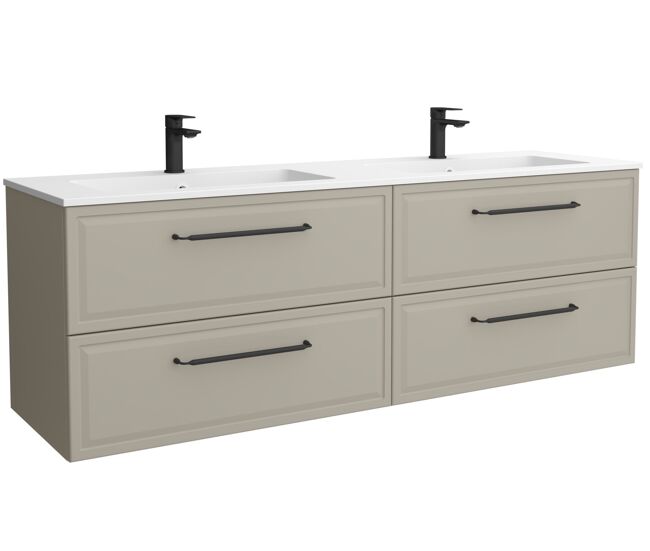 Mueble de baño runa 160cm gris mate 4 cajones + lavabo 2 pozas solid surface