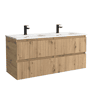 Móvel KIRA Carvalho 120cm 4 gavetas lavatório 2 cubas Porcelana|120x45x54
