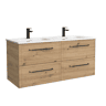 Móvel RUNA Carvalho 120cm 4 gavetas lavatório 2 cubas Porcelana|120x45x54