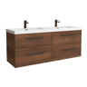 Móvel RUNA Nogueira 140cm 4 gavetas lavatório Toscana 2 cubas Carga Mineral|140x45x54
