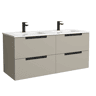Móvel LENI Cinza fosco 120cm 4 gavetas lavatório 2 cubas Porcelana|120x45x54