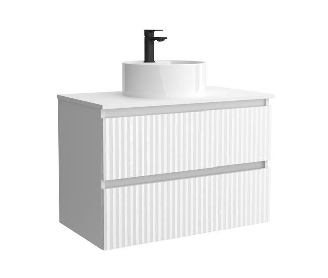 Mueble de baño kira 100cm blanco mate 2 cajones + lavabo 1 poza porcelana