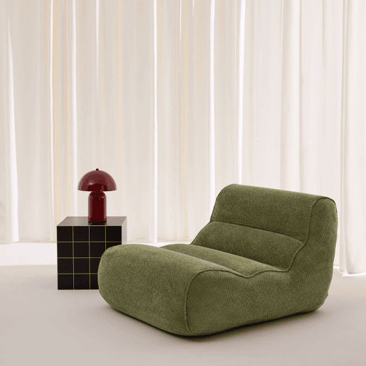 Poltrona em tecido chenille embalado a vácuo, Dario, Verde caqui, 95x108x66 cm Poltrona em tecido chenille embalado a vácuo, Dario, Verde caqui, 95x108x66 cm