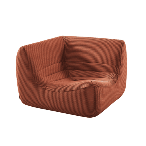 Poltrona de canto em veludo canelado embalado a vácuo, Sokol veludo canelado, Terracotta, 100x100x72 cm