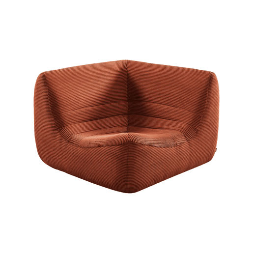 Poltrona de canto em veludo canelado embalado a vácuo, Sokol veludo canelado, Terracotta, 100x100x72 cm