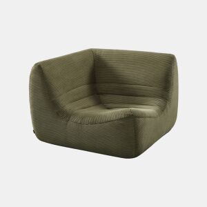 Poltrona de canto em veludo canelado embalado a vácuo, Sokol veludo canelado, Verde caqui, 100x100x72 cm