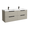 Móvel LENI Cinza fosco 140cm 4 gavetas lavatório Toscana 2 cubas Carga Mineral|140x45x54