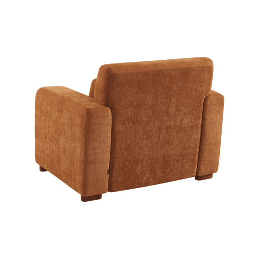Poltrona de tecido com pés de madeira de seringueira, 1 lugar Ferrugem - 95x94x83 cm Poltrona de tecido com pés de madeira de seringueira, 1 lugar Ferrugem - 95x94x83 cm