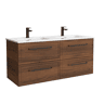 Móvel RUNA Nogueira 120cm 4 gavetas lavatório 2 cubas Porcelana|120x45x54