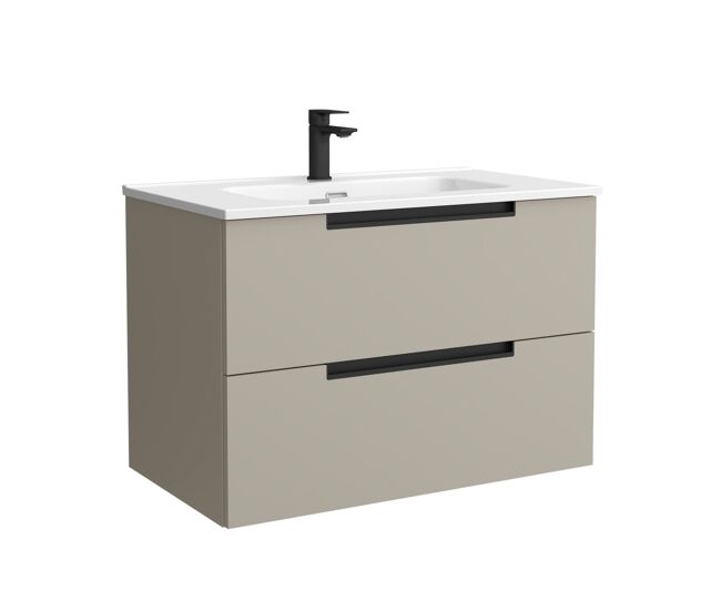 Mueble de baño leni 70cm gris mate 2 cajones + lavabo 1 poza porcelana