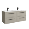 Móvel RUNA Cinza fosco 120cm 4 gavetas lavatório 2 cubas Porcelana|120x45x54
