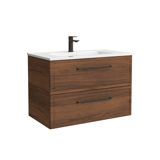 Móvel RUNA Nogueira 80cm 2 gavetas lavatório 1 cuba Porcelana|80x45x54 Móvel RUNA Nogueira 80cm 2 gavetas lavatório 1 cuba Porcelana|80x45x54