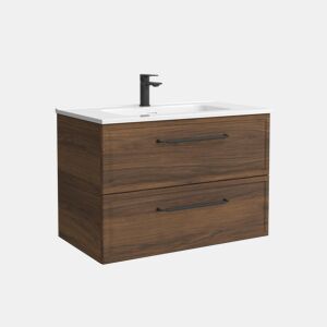 Móvel RUNA Nogueira 80cm 2 gavetas lavatório 1 cuba Porcelana|80x45x54