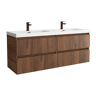 Móvel KIRA Nogueira 140cm 4 gavetas lavatório Toscana 2 cubas Carga Mineral|140x45x54