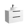Móvel LENI branco fosco 100cm 2 gavetas lavatório sobre bancada 1 cuba Porcelana|100x45x54