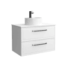 Móvel RUNA branco fosco 70cm 2 gavetas lavatório sobre bancada 1 cuba Porcelana|70x45x54