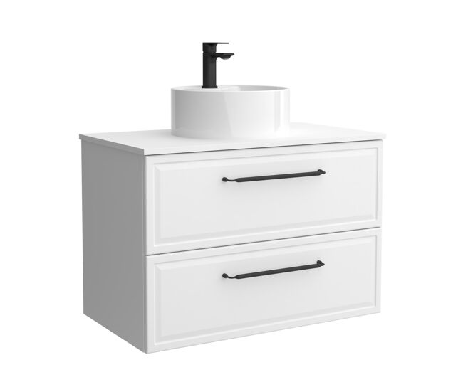 Mueble de baño runa 70cm blanco mate 2 cajones + lavabo 1 poza porcelana
