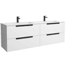 Móvel LENI branco fosco 160cm 4 gavetas lavatório Vilna 2 cubas Solid Surface|160x45x54