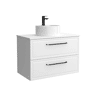 Móvel RUNA branco fosco 100cm 2 gavetas lavatório sobre bancada 1 cuba Porcelana|100x45x54
