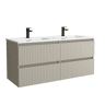 Móvel KIRA Cinza fosco 120cm 4 gavetas lavatório 2 cubas Porcelana|120x45x54
