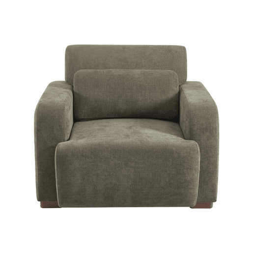 Poltrona de tecido com pés de madeira de seringueira, 1 lugar Verde cinzento - 95x94x83 cm
