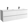 Móvel KIRA branco fosco 160cm 4 gavetas lavatório Vilna 2 cubas Solid Surface|160x45x54