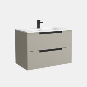 Móvel LENI Cinza fosco 80cm 2 gavetas lavatório 1 cuba Porcelana|80x45x54