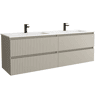 Móvel KIRA Cinza fosco 160cm 4 gavetas lavatório Vilna 2 cubas Solid Surface|160x45x54