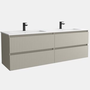 Móvel KIRA Cinza fosco 160cm 4 gavetas lavatório Vilna 2 cubas Solid Surface|160x45x54