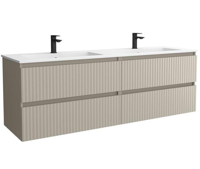 Mueble de baño kira 160cm gris mate 4 cajones + lavabo 2 pozas solid surface