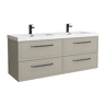 Móvel RUNA Cinza fosco 140cm 4 gavetas lavatório Toscana 2 cubas Carga Mineral|140x45x54