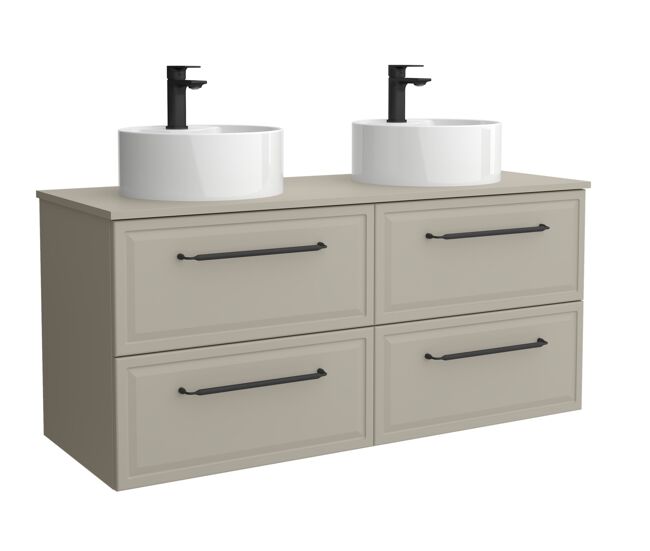 Mueble de baño runa 120cm gris mate 4 cajones + lavabo 2 pozas porcelana