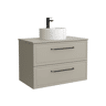 Móvel RUNA Cinza fosco 60cm 2 gavetas lavatório sobre bancada 1 cuba Porcelana|60x45x54