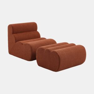 Módulo para sofá em tecido bouclé com pufe embalados a vácuo, Nova bouclé, Terracota, 81x99x75 cm