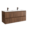 Móvel KIRA Nogueira 120cm 4 gavetas lavatório 2 cubas Porcelana|120x45x54