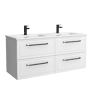 Móvel RUNA branco fosco 120cm 4 gavetas lavatório 2 cubas Porcelana|120x45x54