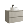 Móvel KIRA Cinza fosco 80cm 2 gavetas lavatório sobre bancada 1 cuba Porcelana|80x45x54