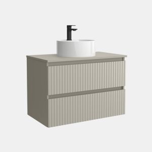Móvel KIRA Cinza fosco 80cm 2 gavetas lavatório sobre bancada 1 cuba Porcelana|80x45x54