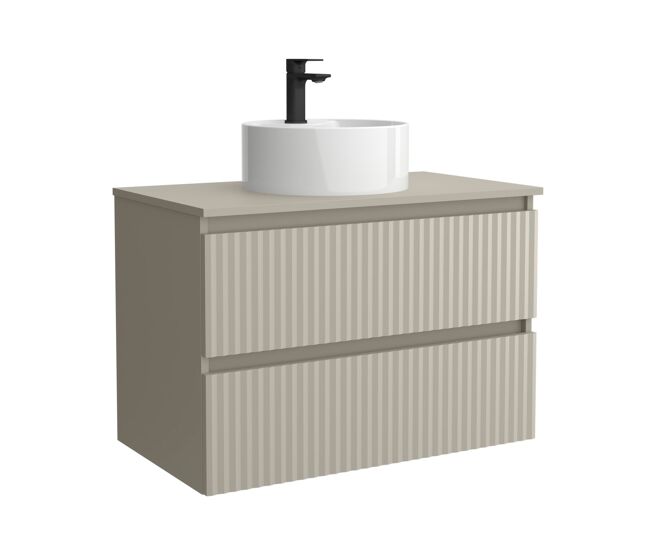 Mueble de baño kira 80cm gris mate 2 cajones + lavabo 1 poza porcelana