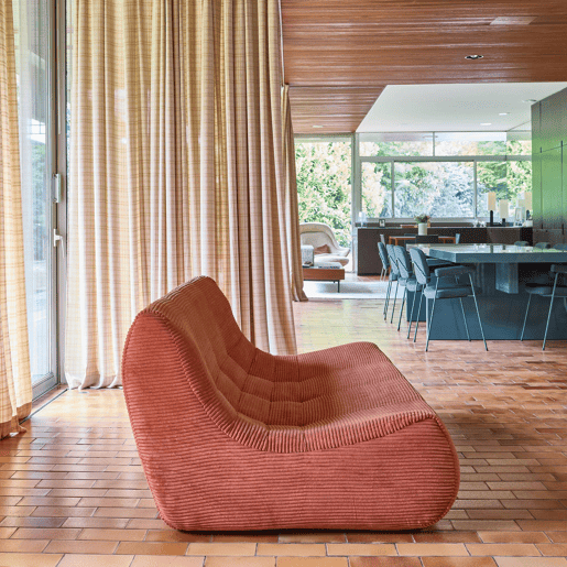 Sofá modular em veludo canelado, 3 lugares Terracota - 182x105x72 cm