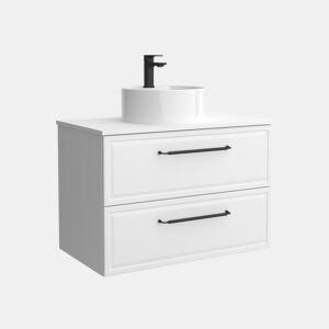 Móvel RUNA branco fosco 60cm 2 gavetas lavatório sobre bancada 1 cuba Porcelana|60x45x54