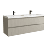 Móvel KIRA Cinza fosco 140cm 4 gavetas lavatório Toscana 2 cubas Carga Mineral|140x45x54