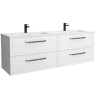 Móvel RUNA branco fosco 160cm 4 gavetas lavatório Vilna 2 cubas Solid Surface|160x45x54