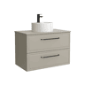 Móvel RUNA Cinza fosco 70cm 2 gavetas lavatório sobre bancada 1 cuba Porcelana|70x45x54