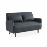 Sofá-cama com pés em madeira, 2 lugares Cinza escuro - 131x75x81 cm