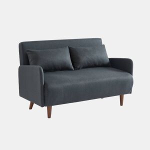 Sofá-cama com pés em madeira, 2 lugares Cinza escuro - 131x75x81 cm