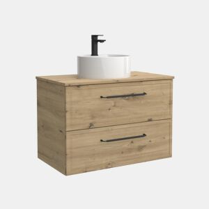 Móvel RUNA Carvalho 60cm 2 gavetas lavatório sobre bancada 1 cuba Porcelana|60x45x54